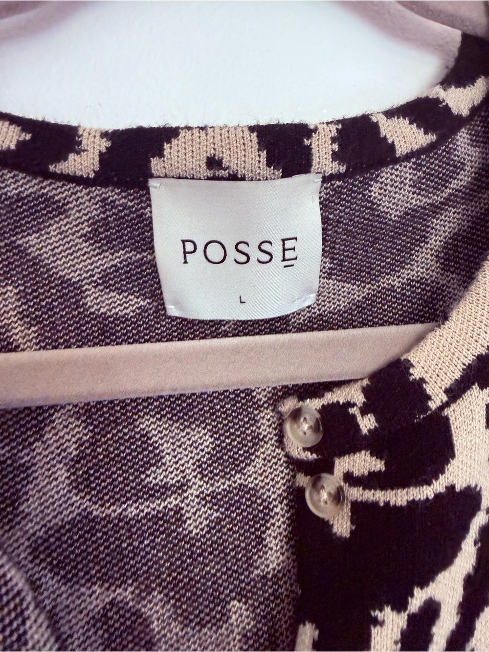 POSSE Sweater Lexi Cardigan in Leopard Black Tan - Picture 6 of 9